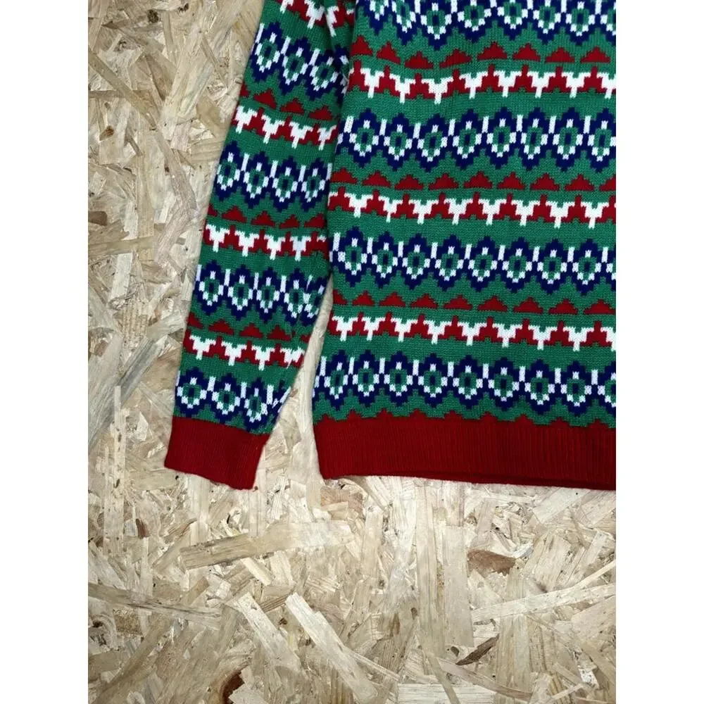 Holiday Time Ugly Christmas Sweater Mens Large Gorilla Santa Hat Candy Cane Knit